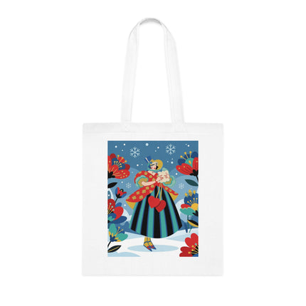 ❤️❄️ The Winter Heart Messenger Cotton Tote Bag – Art Deco Winter Enchantment