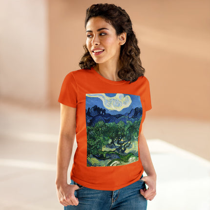 Olive Trees by Vincent Van Gogh Women's Midweight Cotton Tee