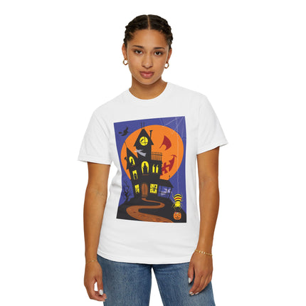 Halloween Night at the Haunted House Unisex Garment-Dyed T-shirt