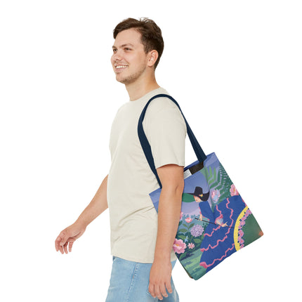 🌸💙 The Lady Of The Blue Garden Promenade Tote Bag – Art Deco Floral Fashion