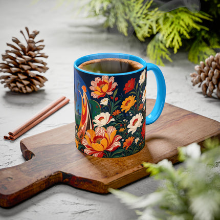 🌺🐦 The Enchanted Birdcage Garden Colorful Mug – Art Deco Floral Fantasy