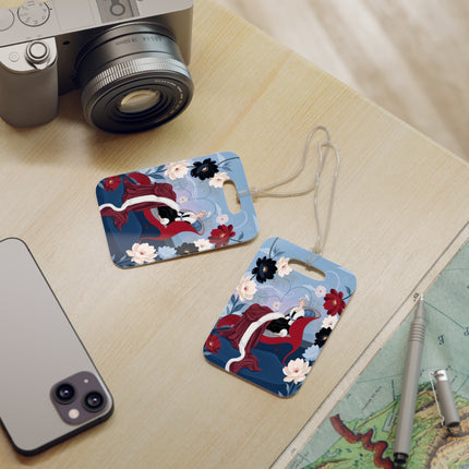 🌹✨ The Scarlet Chaise Luggage Tag – Art Deco Floral Glamour