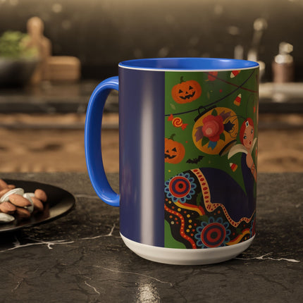 🏮🎃 The Lady Of Halloween Lanterns Colorful Mug – Colorful Art Deco Halloween Charm