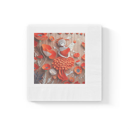Poppy Fairy White Coined Napkins