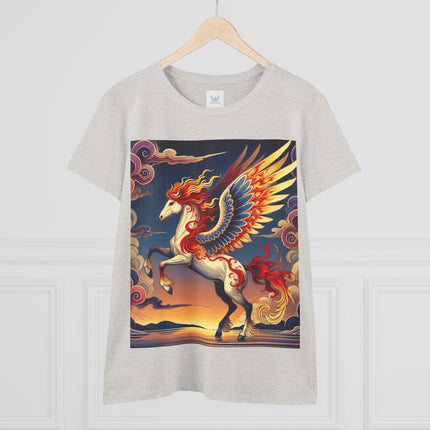 Flame-Winged Horse at Sunset Cotton Tee