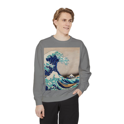 The Great Wave off Kanagawa by Katsushika Hokusai Garment-Dyed Sweatshirt