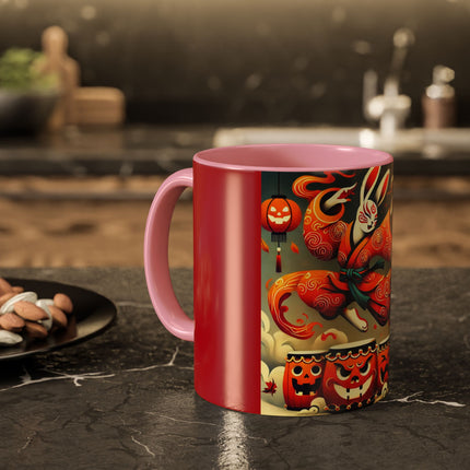 Jack-O’-Lantern Drums & The Kabuki Rabbit Colorful Mugs (11oz, 15oz)