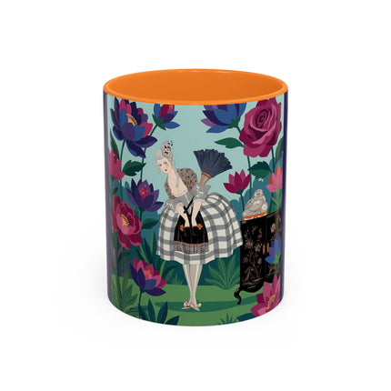 The Lady Of The Lotus Garden Colorful Mugs – Art Deco Botanical Elegance