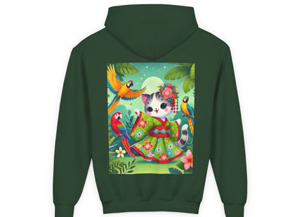 Parrot Dance of the Geisha Kitten Youth Heavy Blend Hooded Sweatshirt