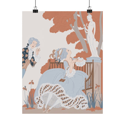 🌸🎭 L'Allée Matte Vertical Poster – George Barbier Art Deco Garden Romance
