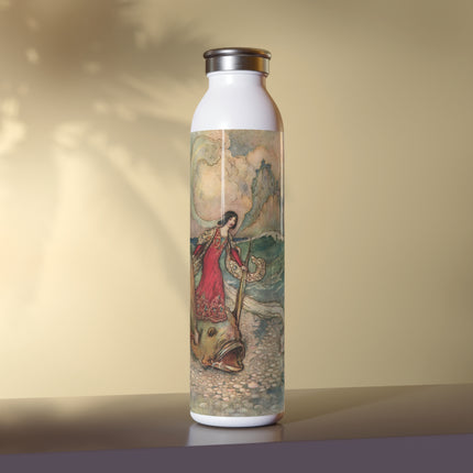 Rita Rides on the Dolphin by Warwick Goble Slim Water Bottle