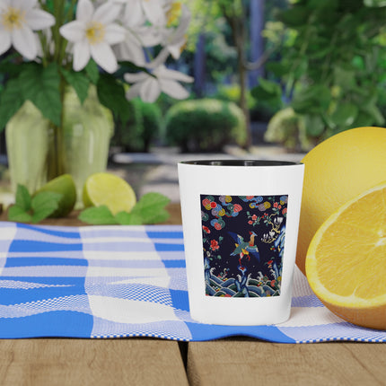 Rank Badge with Mandarin Duck Ceramic Shot Glass