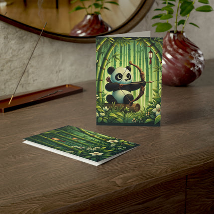 🐼🏹 The Bamboo Forest Archer Greeting Card – Whimsical Animal Adventure