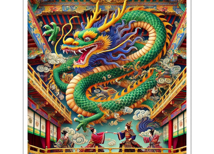 Tibetan Dragon Over Kabuki Duel Kiss-Cut Stickers (4 Sizes)