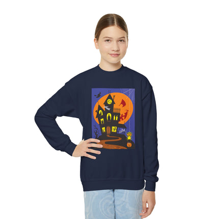 Halloween Night at the Haunted House Youth Crewneck Sweatshirt