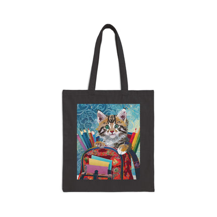 Whiskered Wanderings Cotton Canvas Tote Bag