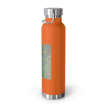 Farm Garden with Sunflowers by Gustav Klimt Copper Vacuum Insulated Bottle, 22oz