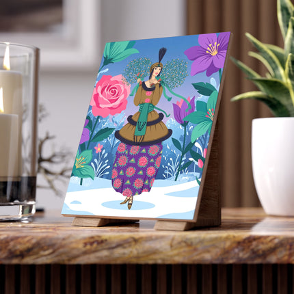 🌹❄️ The Holly Rose Of Winter Ceramic Tile – Art Deco Christmas Garden