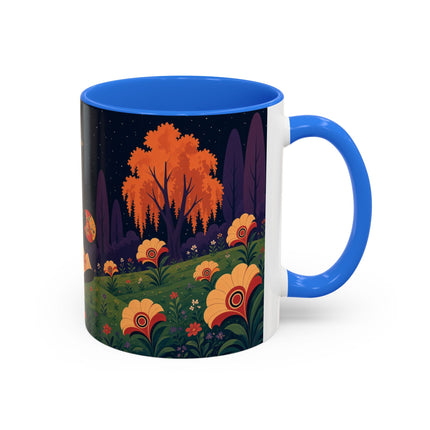 🌙🌼 The Moonlit Floral Dancer Colorful Mug – Art Deco Garden Fantasy