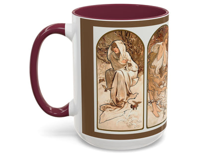 The Seasons by Alphonse Maria Mucha Colorful Mugs (11oz, 15oz)