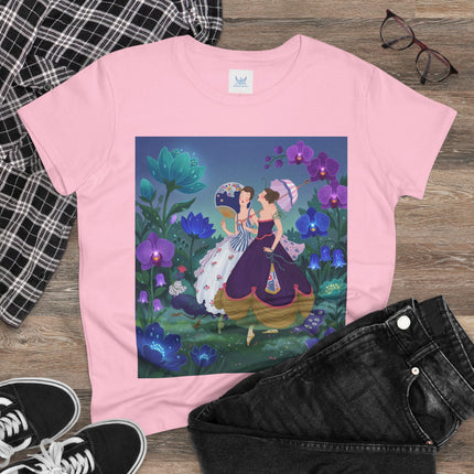 💜🌸 The Ladies Of The Enchanted Garden Cotton Tee – Art Deco Fashion Illustration