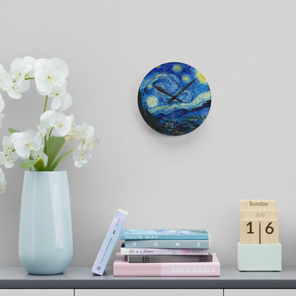 The Starry Night by Vincent Van Gogh Acrylic Wall Clock, Round and Square