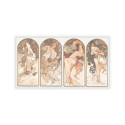 The Seasons by Alphonse Maria Mucha Kiss-Cut Stickers (4 Sizes)