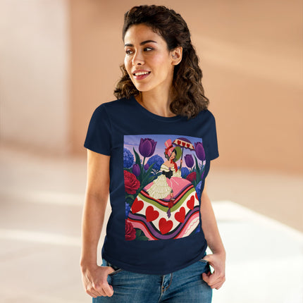❤️☂️ The Heart Parasol Promenade Cotton Tee – Art Deco Floral Romance
