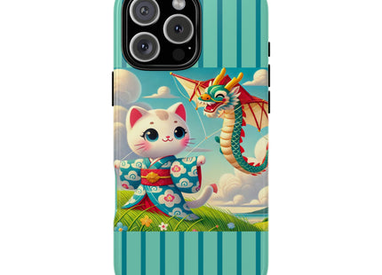 Geisha Kitten and the Dragon Kite Phone Cases