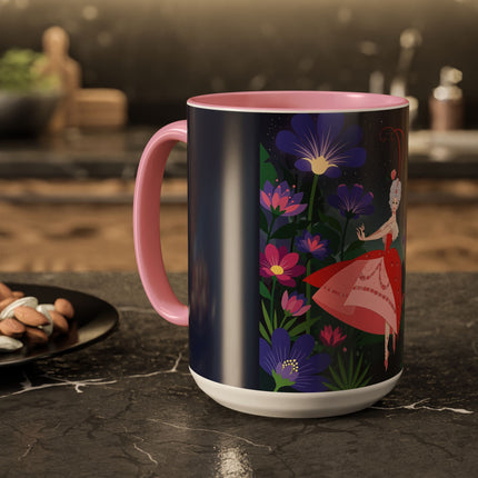 Moonlight Waltz Among The Blossoms Colorful Mugs – Art Deco Floral Enchantment