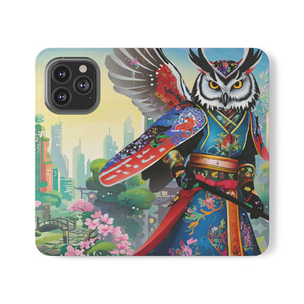 🦉⚔️ Cyberpunk Samurai Owl Flip Case – Neon Wisdom & Warrior Honor
