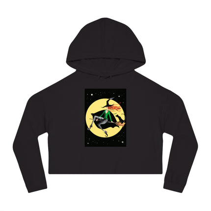 A Witch’s Moonlit Flight Women’s Cropped Hooded Sweatshirt