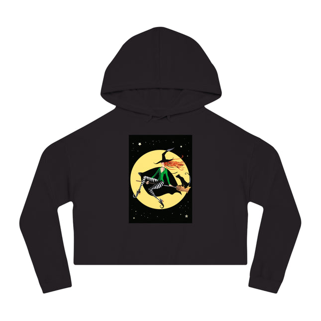A Witch’s Moonlit Flight Women’s Cropped Hooded Sweatshirt