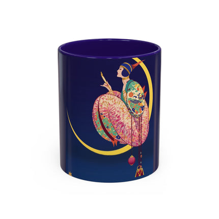Moonlit Reflections Colorful Mug (11oz, 15oz) – Celestial Elegance, Art Deco Beauty & Dreamy Style