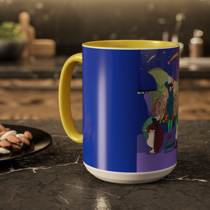 Wishes Beneath the Comet Sky Colorful Mug (11oz, 15oz) – Celestial Magic, Art Deco Elegance & Dreamy Wonder