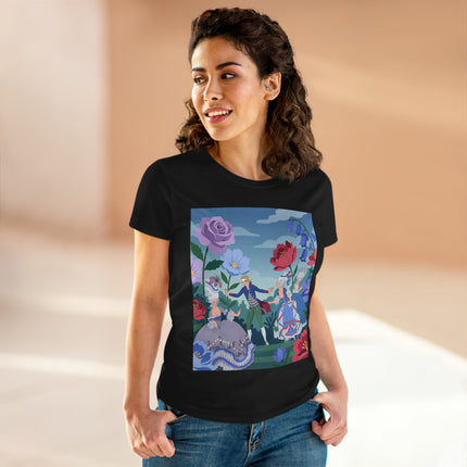 🎭🌸 The Garden Masquerade Cotton Tee – Art Deco Fashion Illustration
