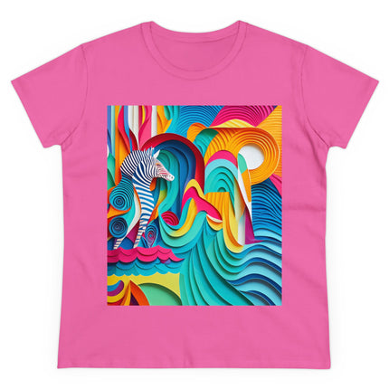 Surfing Zebra Women's Midweight Cotton Tee