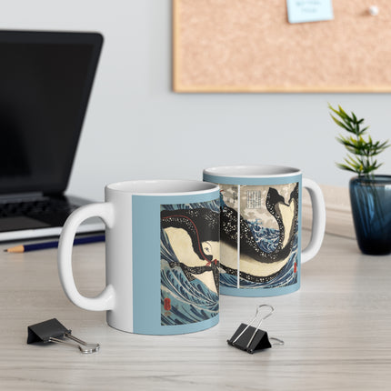 Miyamoto no Musashi Attacking the Giant Whale by Utagawa Kuniyoshi Ceramic Mug 11oz