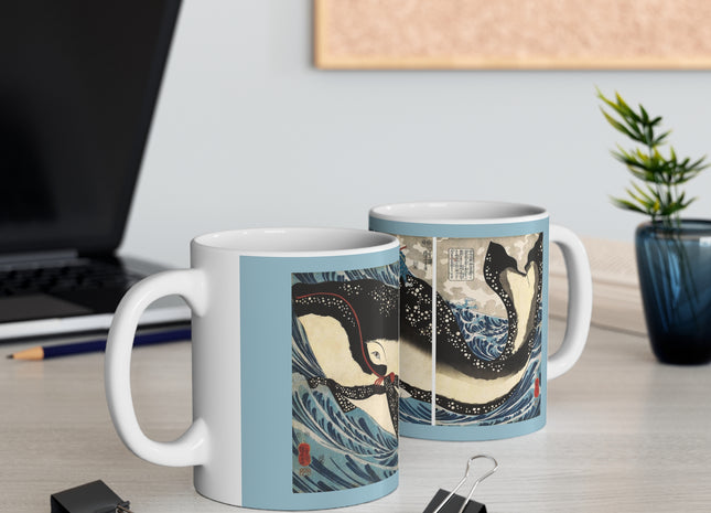 Miyamoto no Musashi Attacking the Giant Whale by Utagawa Kuniyoshi Ceramic Mug 11oz