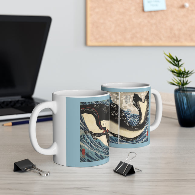 Miyamoto no Musashi Attacking the Giant Whale by Utagawa Kuniyoshi Ceramic Mug 11oz