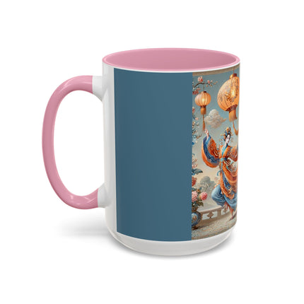 Golden Dragon & Lantern Lady Colorful Mug – Imperial Dragon & Elegant Harmony