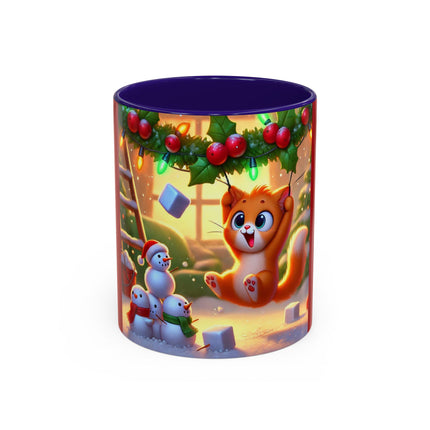 Naughty or Nice Kitten Christmas Colorful Mugs (11oz, 15oz)