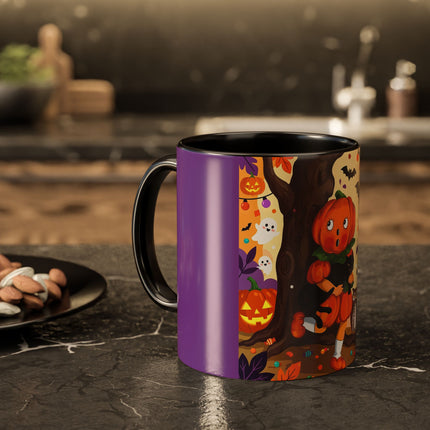 🎃🐈‍⬛ The Pumpkin Child’s Halloween Parade Colorful Mug – Whimsical Storybook Charm
