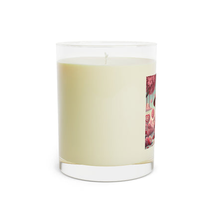 Whimsical Geisha Kitten in a Valentine Garden Scented Candle - Full Glass, 11oz