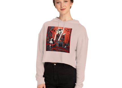 Halloween Night Scene Women’s Cropped Hooded Sweatshirt