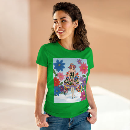 🌸❄️ The Winter Blossom Belle Cotton Tee – Art Deco Floral Fantasy