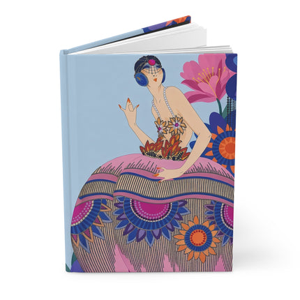 🌸🎭 The Lady Of The Carnival Blossom Garden Hardcover Journal – Art Deco Floral Extravagance