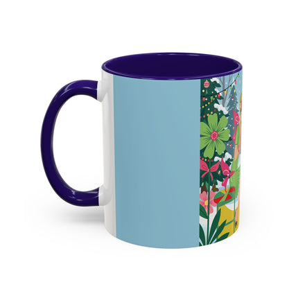 ☕🎄 Christmas Tea In The Snow Garden Colorful Mug – Art Deco Holiday Friendship