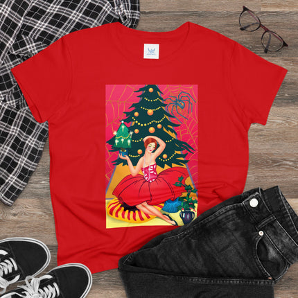 Art Deco Christmas Enchantment Women's Midweight Cotton Tee