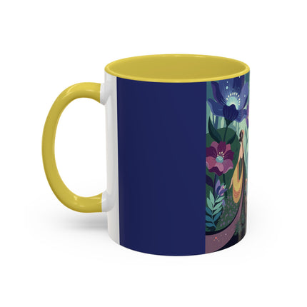The Lady Of The Moonlit Fountain Colorful Mugs – Art Deco Botanical Serenity